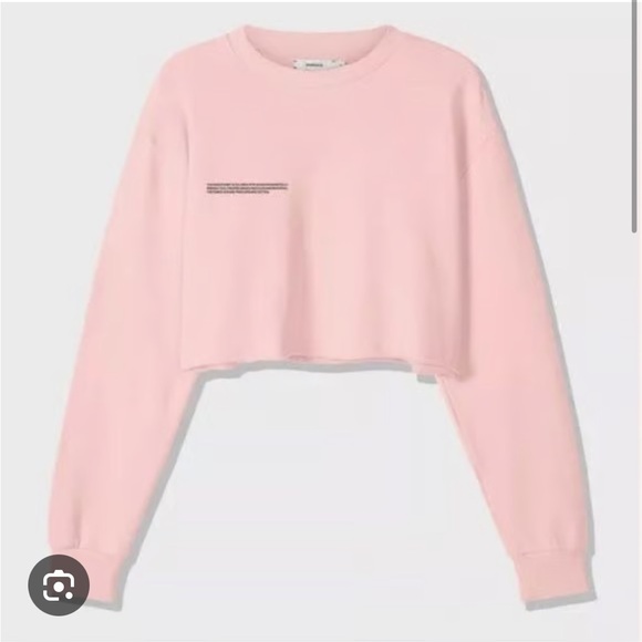 Pangaia Sweaters - Pangaia Baby Pink Crew Neck Cropped Sweater